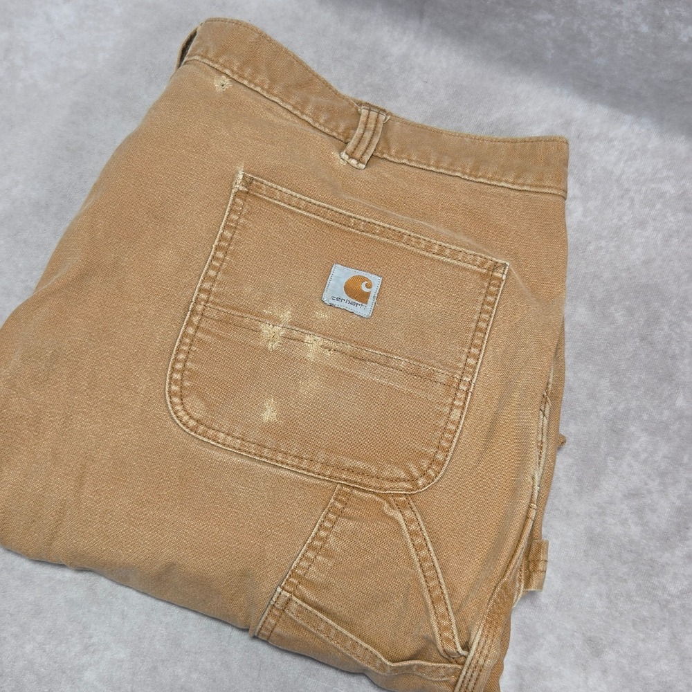 Carhartt Men Relaxed Fit Duck Double Front Utility Work Pants Brown 44x29 BN3334